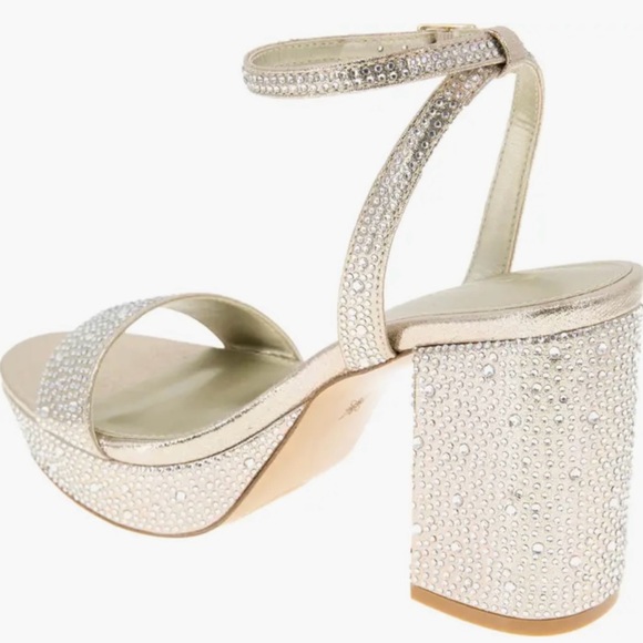 BCBGeneration Gold Rhinestone Platform Heels - Picture 3 of 7